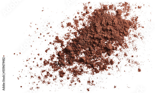 Cocoa powder pile isolated on white background, vector illustration, brown powder, cooking ingredient, chocolate powder, baking supplies, food texture, natural cocoa, dessert topping, powder heap.
