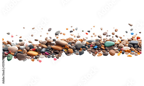 Pile of sea pebbles, colorful rounded rocks, sand texture, beach pebbles, isolated stones, nature design, ocean, coastal elements, vector illustration, outdoor decor.
