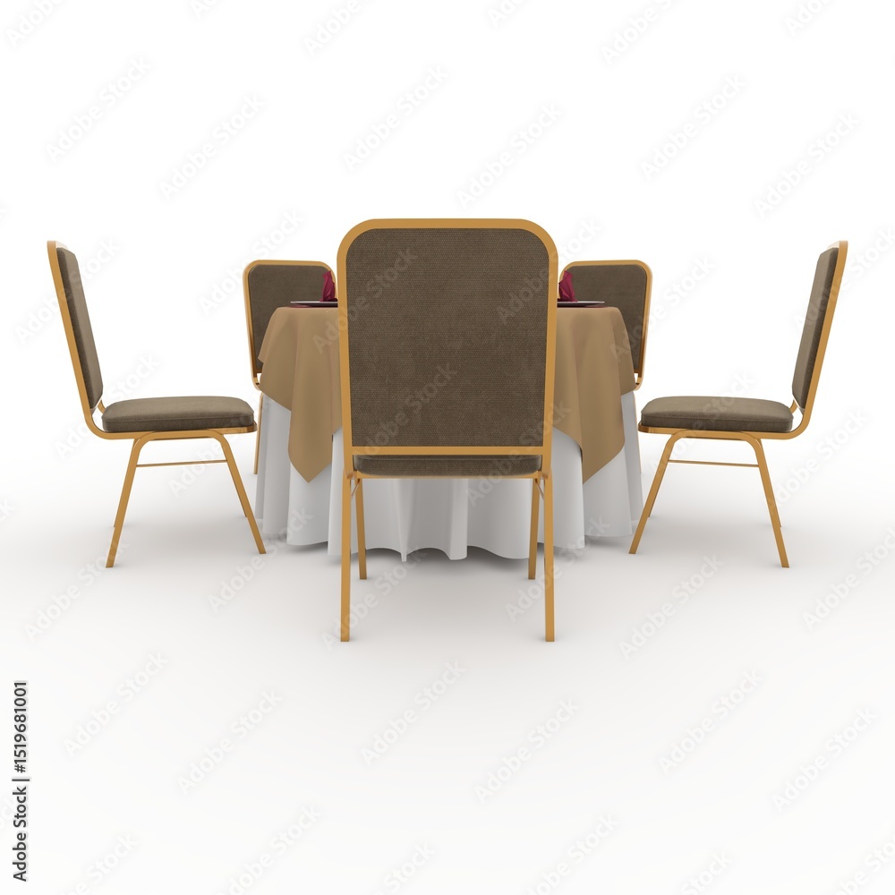 Obraz premium 3d render Banquet Table and Chair design element Furniture