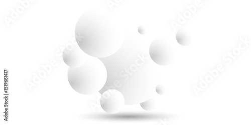 Light and soft 3D defocused spheres vector abstract background, relaxing ambient theme with white balls in levitation, atmospheric wallpaper.