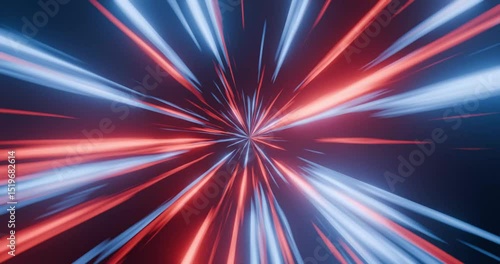 A 3D abstract animation featuring glowing red and blue neon lines with a futuristic tech style. Ideal for motion graphics, VJ loops, sci-fi, cyberpunk visuals, and high-tech digital content.