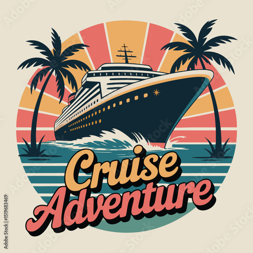 Retro cruise ship ocean adventure design