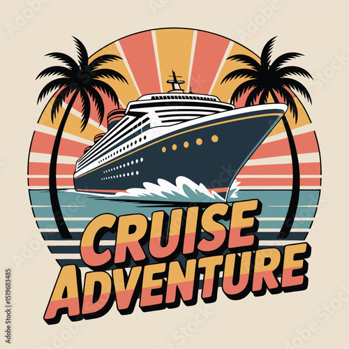 Vintage cruise ship ocean adventure