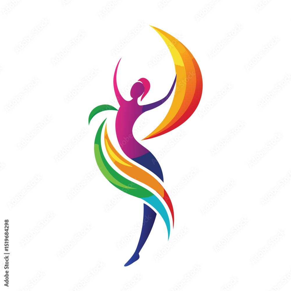 Naklejka premium dancing rainbow women