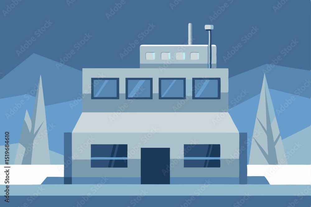 Fototapeta premium Futuristic Arctic Research Station A Minimalist Architectural Design