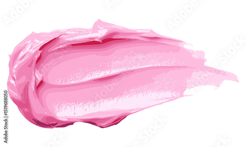 Pink cosmetic cream spread isolated on white, vector illustration, beauty product, skincare, smooth texture, makeup, moisturizing cream, isolated cream, cosmetic art, natural beauty, skin care cream.