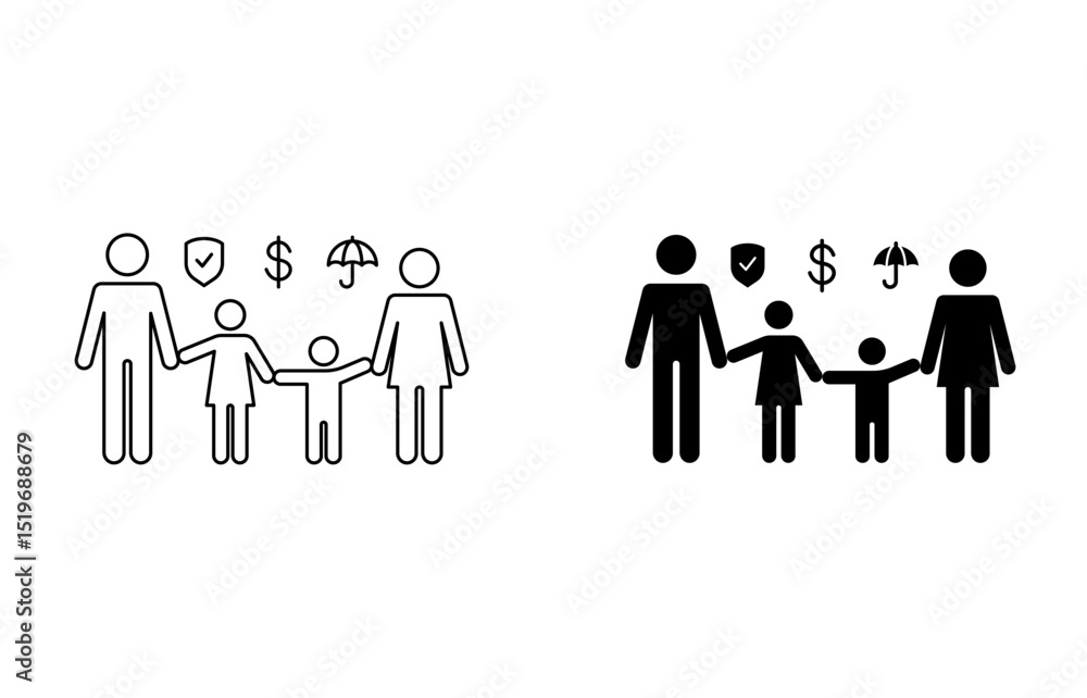 Vector illustration of family inside the house icon. Shelter for parents and children linear sign editable stroke Vector illustration of family inside the house icon. Shelter for parents and children linear sign editable stroke