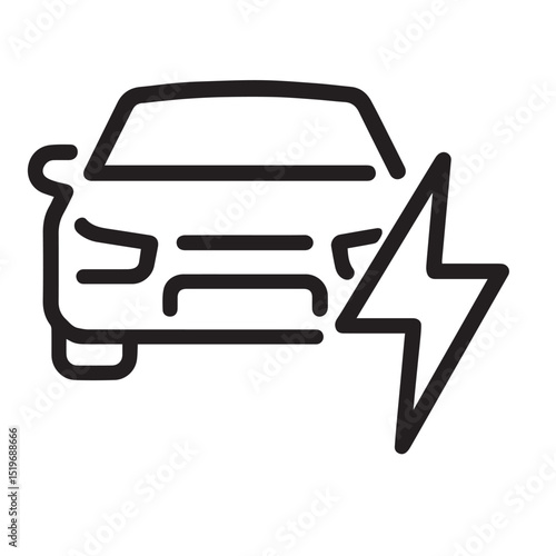 Electric Car Icon with Lightning Bolt – Eco Vehicle, EV Charging, and Sustainable Transport Symbol