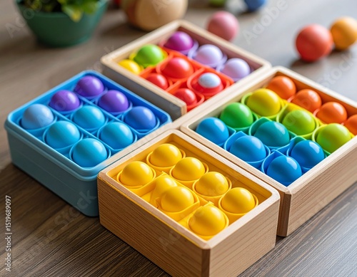 Stress relief fidget toys collection, anxiety management tools, mental wellness aids, therapeutic objects, each toy individually focused