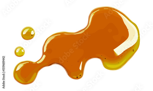 Spilled pumpkin oil puddle, isolated on white, top view, vector illustration, pumpkin seed, organic oil, healthy cooking oils, natural ingredients, pure oil, smooth texture.