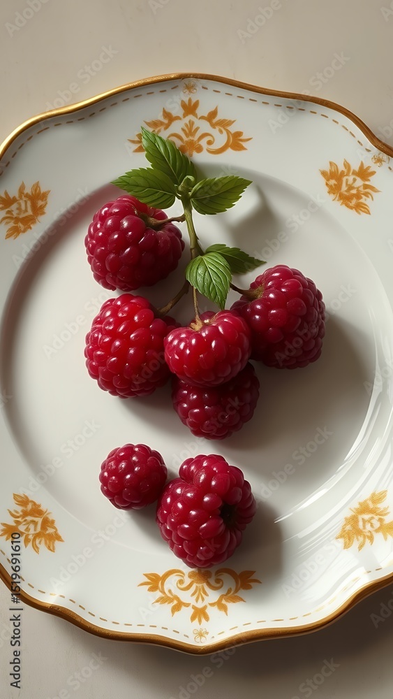 Vibrant Raspberries on a Plate Vibrant Raspberries on a Plate