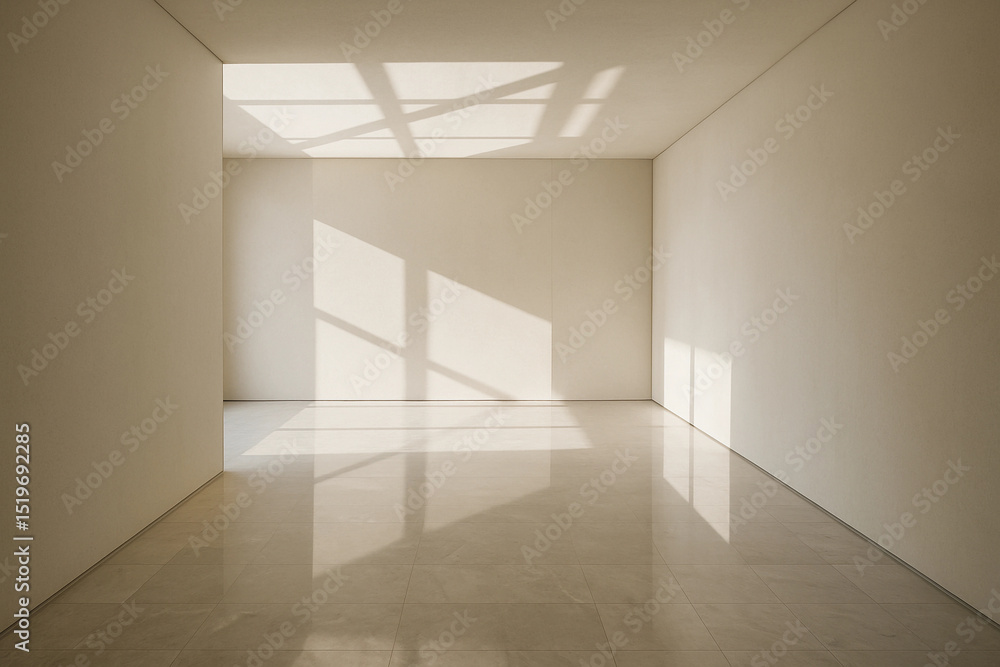 Fototapeta premium Large, empty room with a window that lets in sunlight