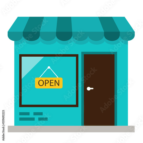 Colorful storefront with an open sign, inviting customers in a vibrant neighborhood