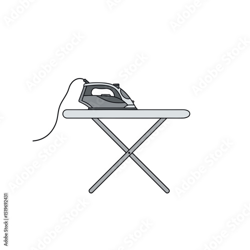 A modern iron resting on a sleek ironing board in a minimalist setting (1)