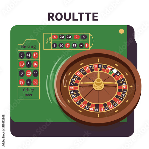 Colorful roulette table with numbers and betting options in a casino setting