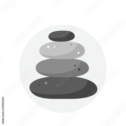 Tranquil stacked stones on a serene background with soft shadows and natural light