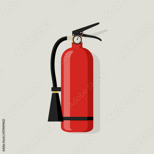 Red fire extinguisher with pressure gauge against a neutral background, symbolizing safety