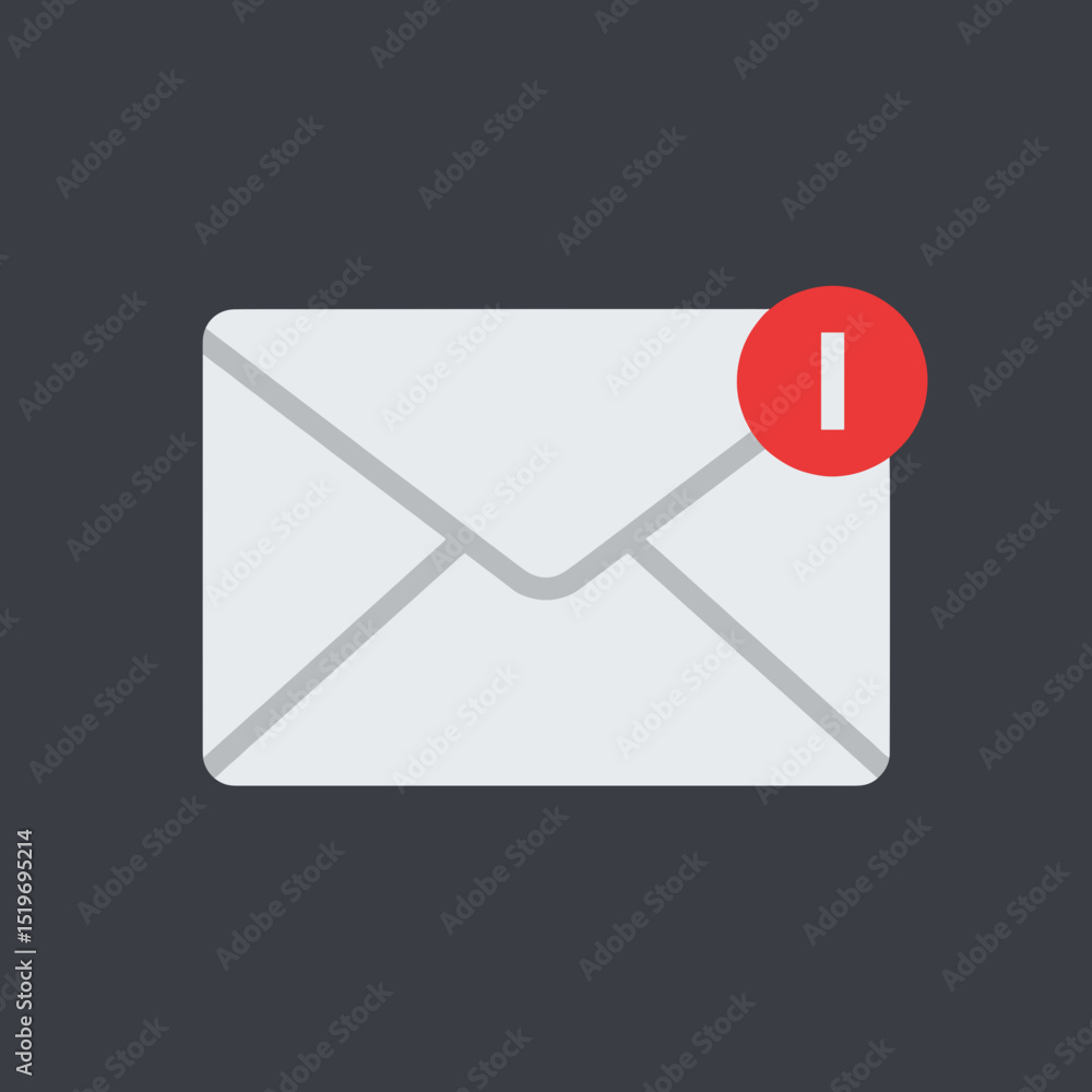 Email notification icon on a dark background indicating new message alerts Email notification icon on a dark background indicating new message alerts