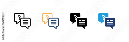 Question Answer icon set multiple style collection. Vector illustration.