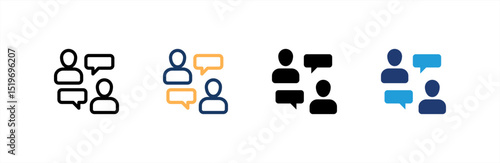 Discussion icon set multiple style collection. Vector illustration.