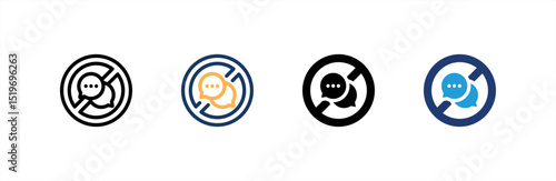 No Speak icon set multiple style collection. Vector illustration.