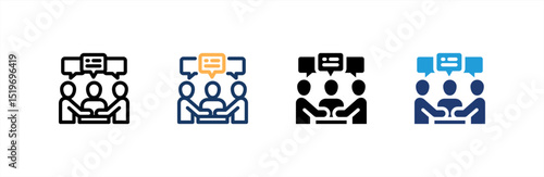 Discussion icon set multiple style collection. Vector illustration.