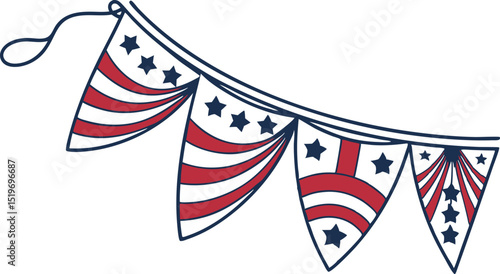 Festive Bunting Banner Decoration Vector Art Pennant Flags Design