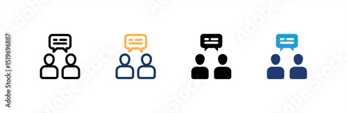Discussion icon set multiple style collection. Vector illustration.