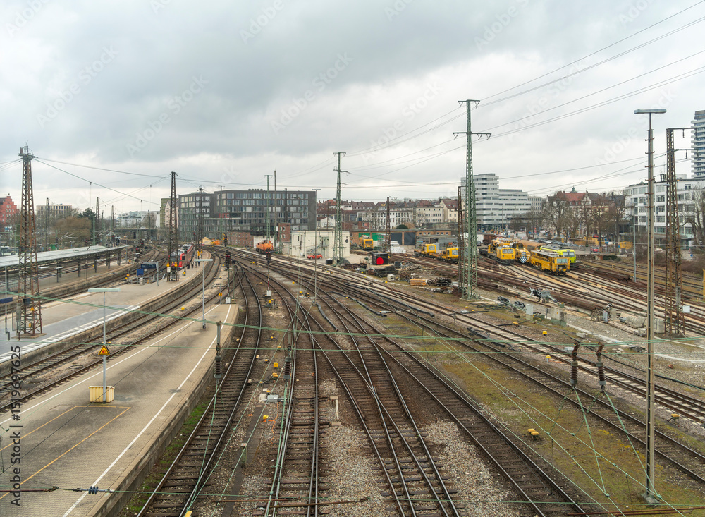 Fototapeta premium Railroad scenery in Ulm