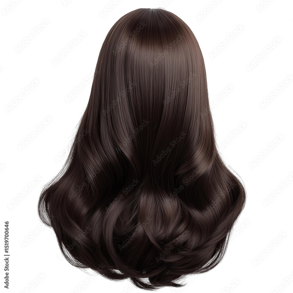 Naklejka premium brown hair wig on a white background 