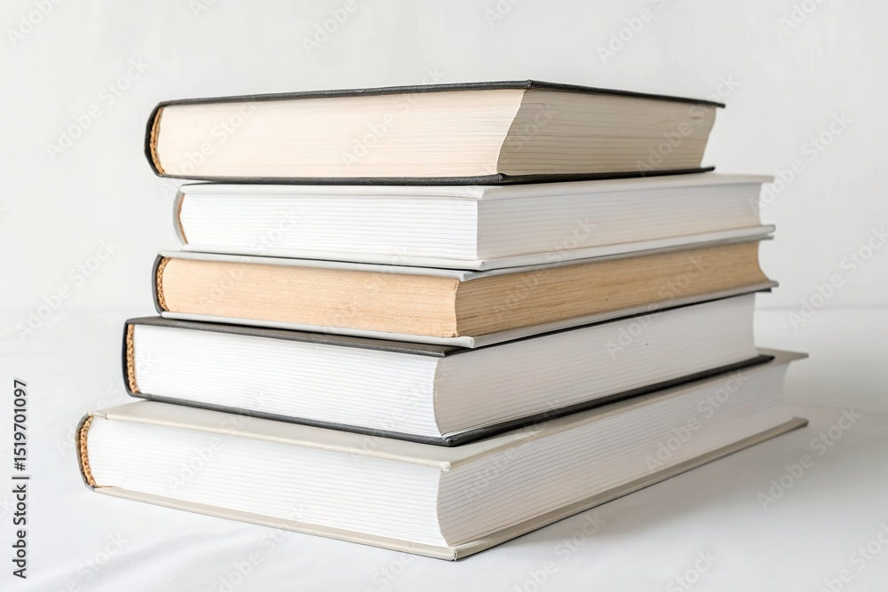 Book stack mockup with blank spine and front cover on white background Book stack mockup with blank spine and front cover on white background