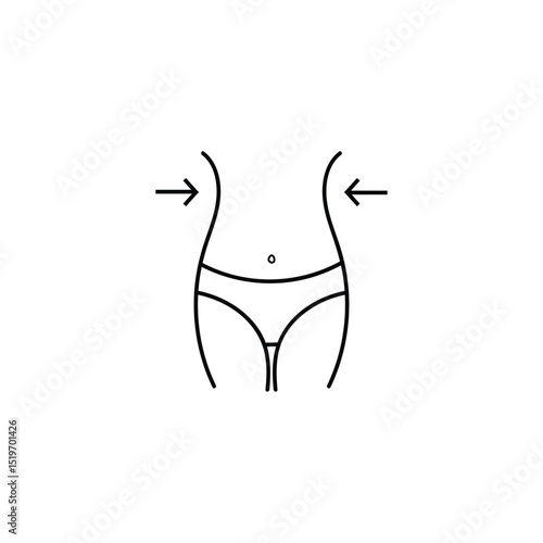Line Art Tummy Control Vector – Waist Slimming Body Shaper Outline Icon