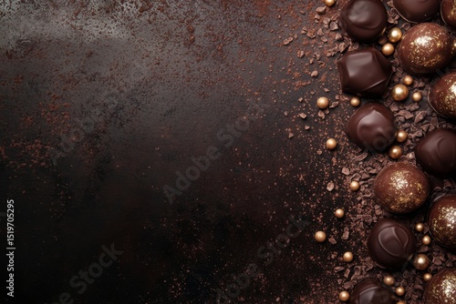 luxury chocolates decoration background with copy space for text, chocolate's day banner concept