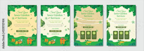 lawn care flyer design template. landscaping and gardening lawn care service flyer, poster, leaflet design lawnmower flyer template.