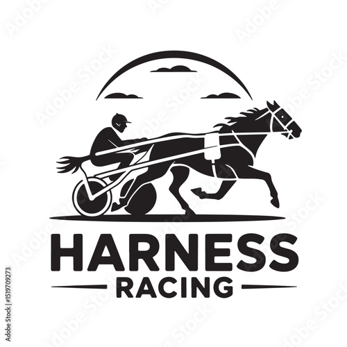 Harness racing logo horse and driver silhouette