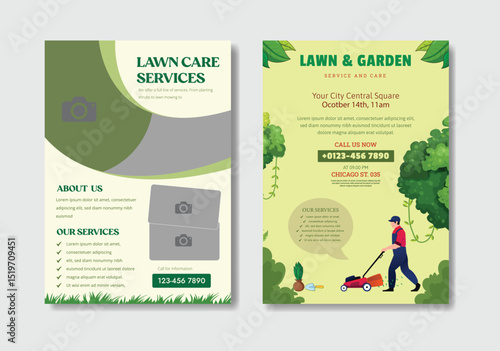 Lawn Mower & Landscaping Garden Service Flyer Template: Professional, Eye-Catching Brochure Design for Your Lawn Care Business