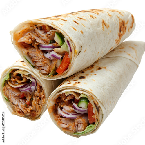 Tasty Doner Kebab Wraps with Meat and Veggies – Concept Food Image | AI-Generated
