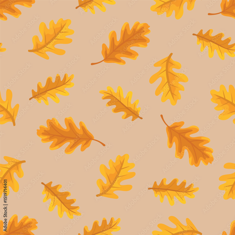 Oak leaf. Autumn, fall seamless pattern. Flat vector clipart, illustration with isolated background. Oak leaf. Autumn, fall seamless pattern. Flat vector clipart, illustration with isolated background.