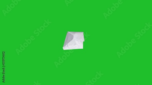 White paper Folding and Unfolding, Crumpling on full alpha matte. Natural crinkle shadows, origami style wipes for reveals, titles, slideshows, explainers, minimal design, Crisp stop-motion transition