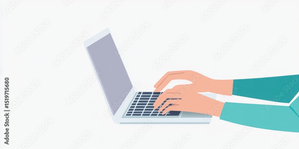 Minimalistic collage of hands typing on a laptop Minimalistic collage of hands typing on a laptop