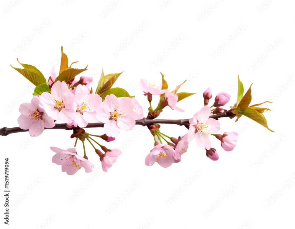 Fototapeta premium Branches of pink cherry blossoms bloom beautifully, symbolizing spring, natural beauty and tranquility.