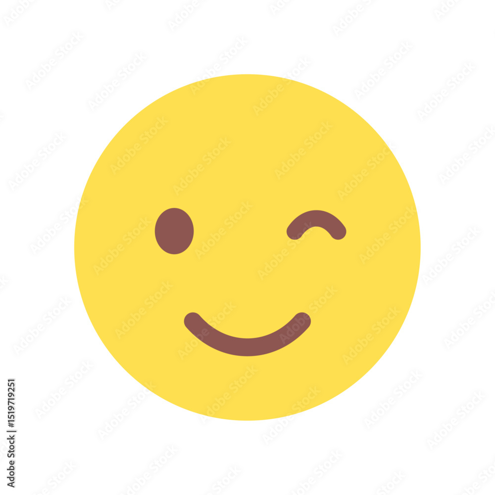 Fototapeta premium ウィンクしている笑顔の絵文字 - フレンドリーなOKやいいねなどのリアクション素材