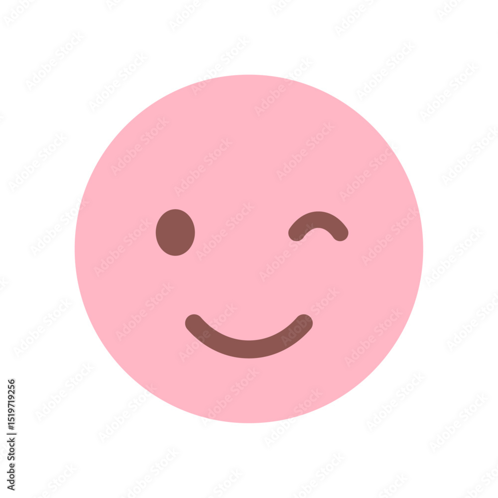 Fototapeta premium ウィンクしている笑顔の絵文字 - フレンドリーなOKやいいねなどのリアクション素材