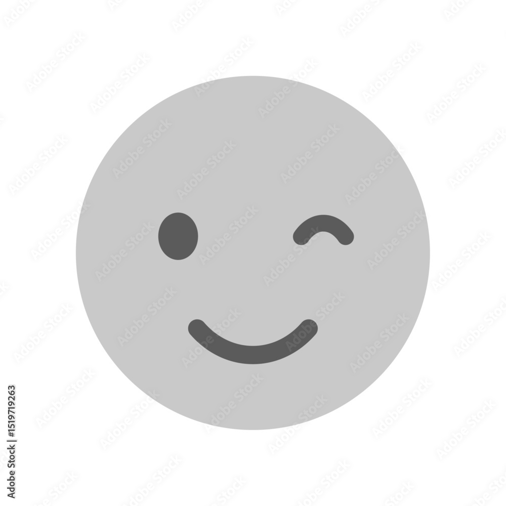 Fototapeta premium ウィンクしている笑顔の絵文字 - フレンドリーなOKやいいねなどのリアクション素材