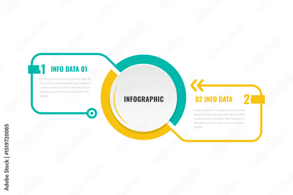 Fototapeta premium Infographic Design Two Data Points, Circular, Yellow, Teal