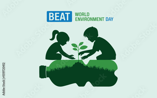 Children planting tree symbolizing environmental protection for world environment day