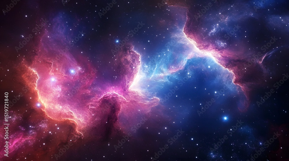 Stunning Nebula in Outer Space with Planets and Galaxy View Stunning Nebula in Outer Space with Planets and Galaxy View