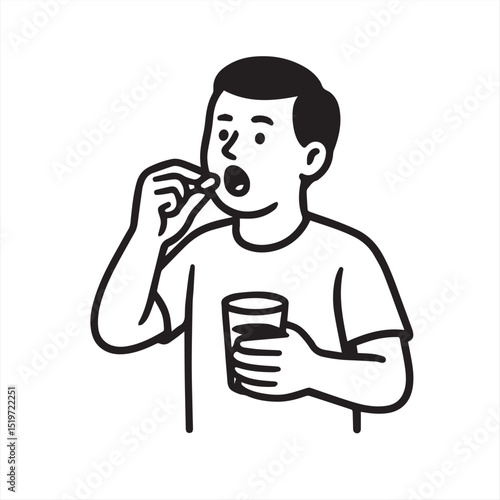 man taking medicine