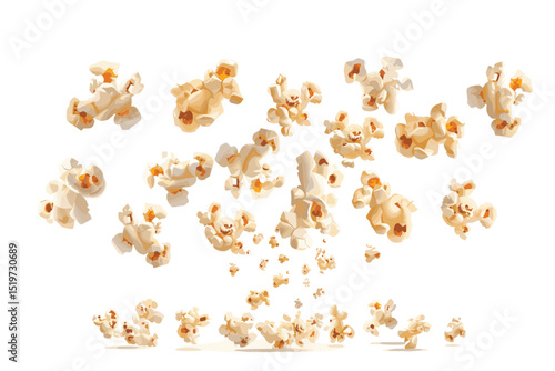 Flying popcorn, isolated on white background
