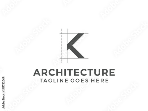 letter K logo, creative architecture design, vector illustration, isolated on transparent background